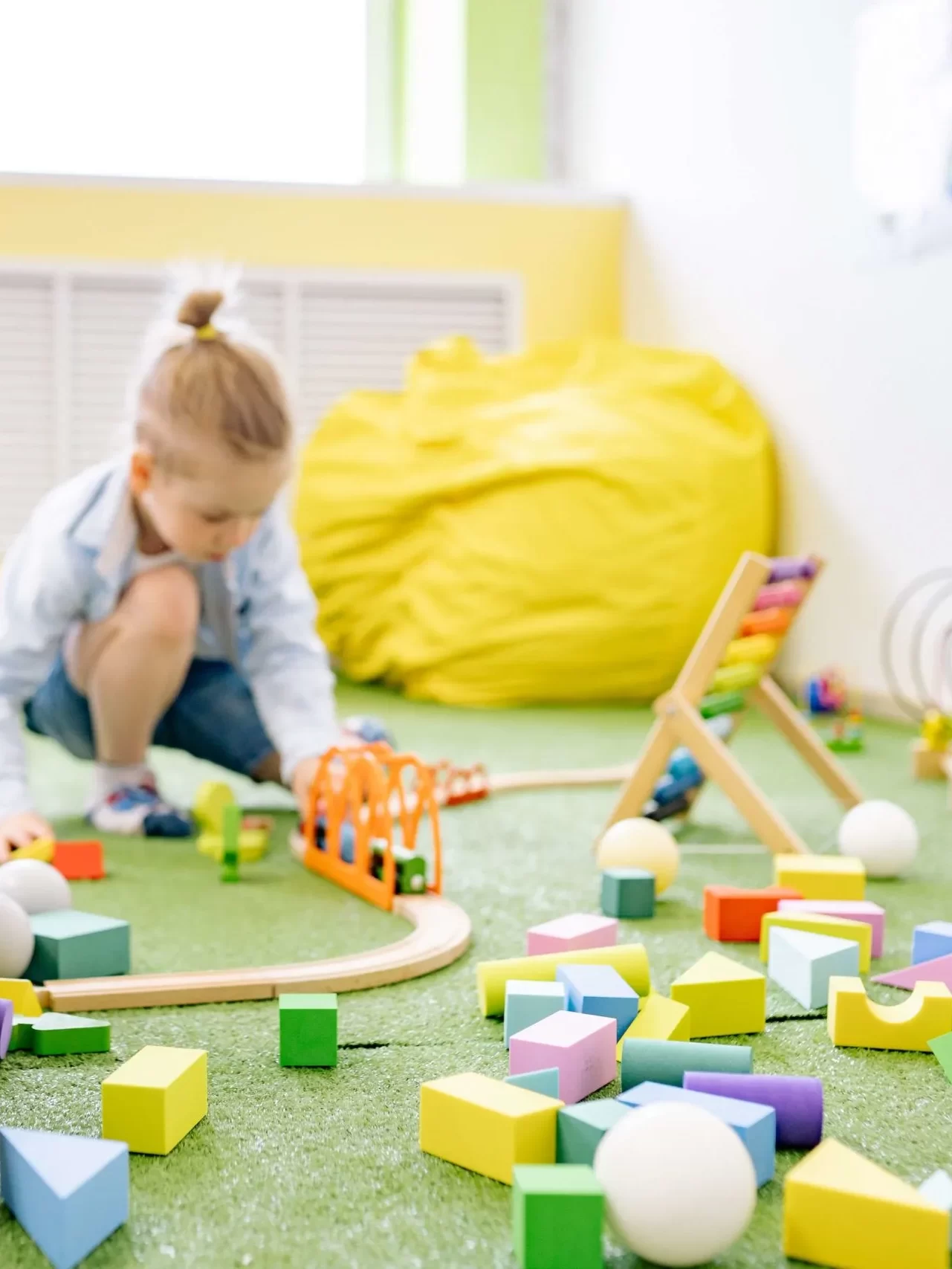 Multi-colored cubes, bridges, roads are always interesting and exciting for children