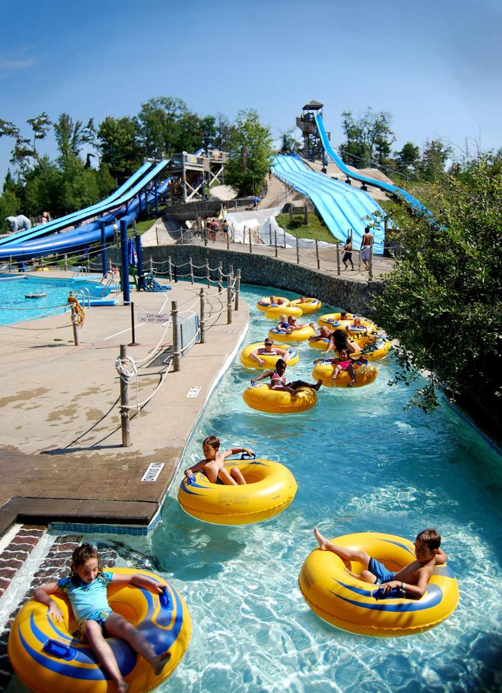 Different types of games for children of all ages in the water park