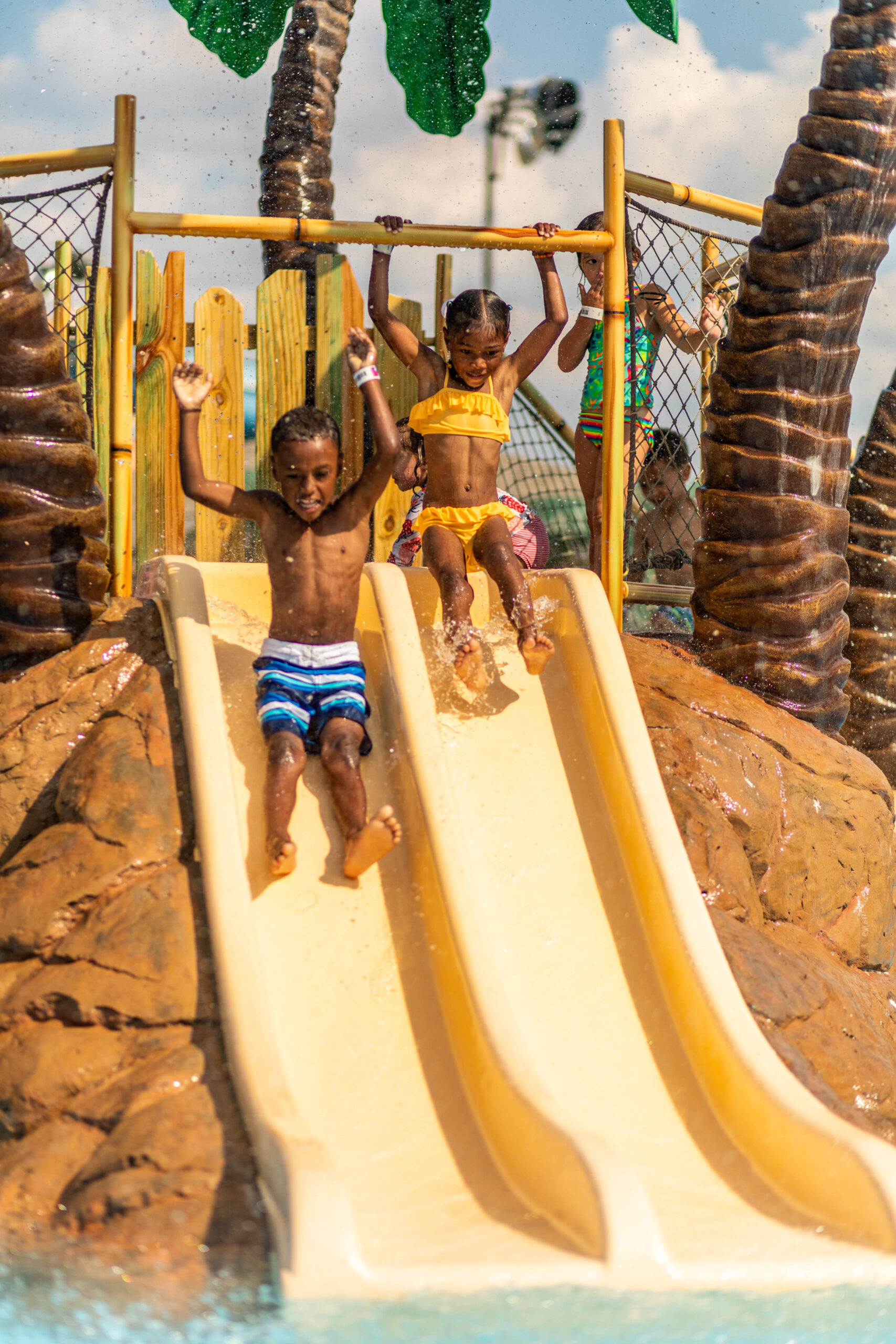 Small slides for children of all ages in the water park